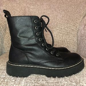 Sincerely Jules Leather Lace Up Combat Boot